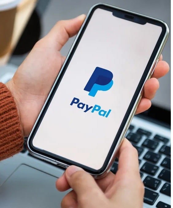 A smartphone displaying the PayPal identity