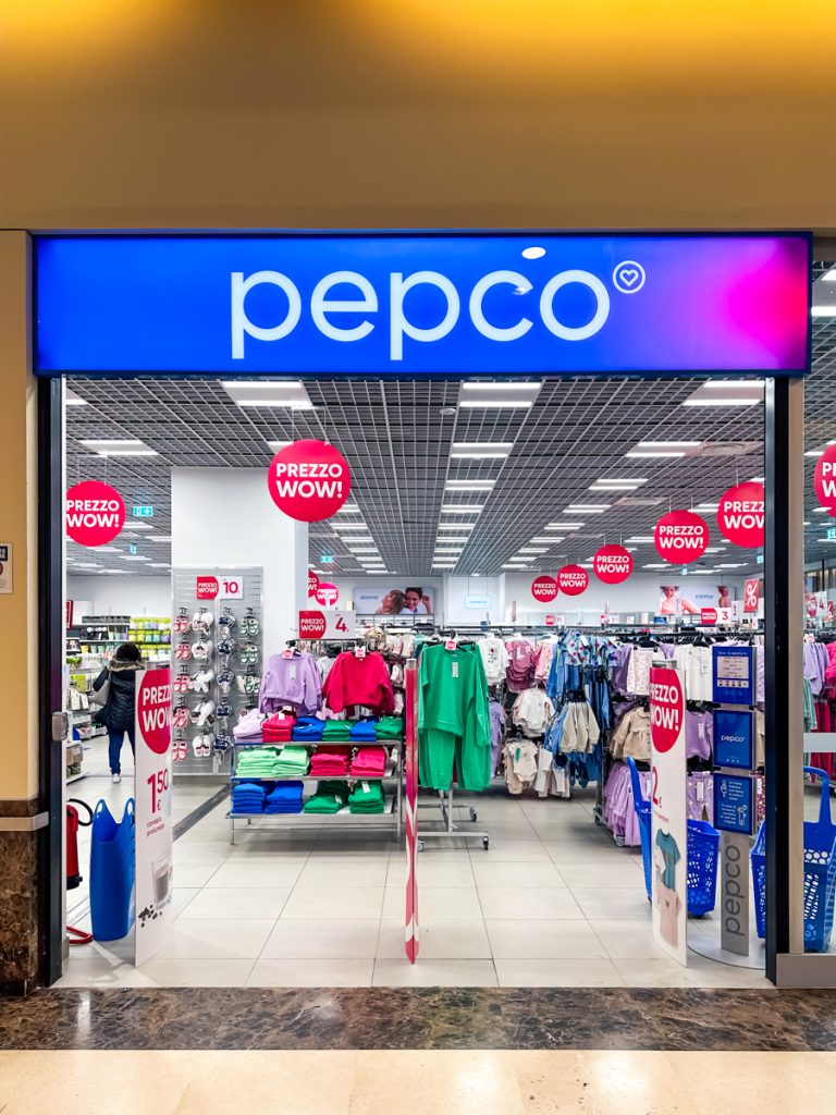 Pepco retail storefront with its illuminated branding